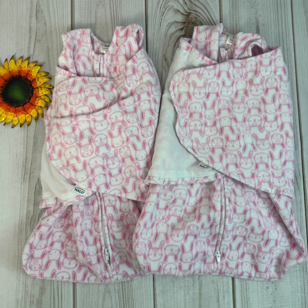 Halo Sleepsack Swaddle Newborn 0-3M Baby Pink Bunny Cotton 2 Pack‎ Sleep Sack
